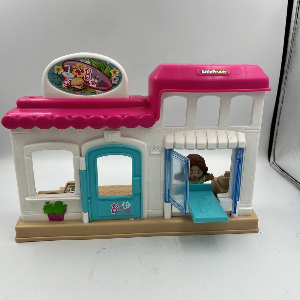 2014 Fisher-Price Little People Barbie Beach Boardwalk Restaurant Playset 1 Fig